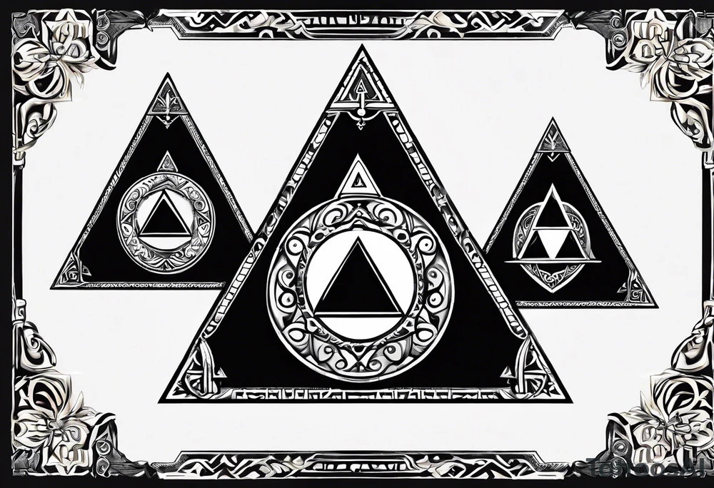 Triforce from the Zelda series add the word courage strength and wisdom tattoo idea