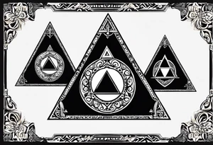 Triforce from the Zelda series add the word courage strength and wisdom tattoo idea