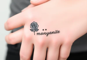 a rose seperate and a semicolon seperate from the name “monyanette” tattoo idea