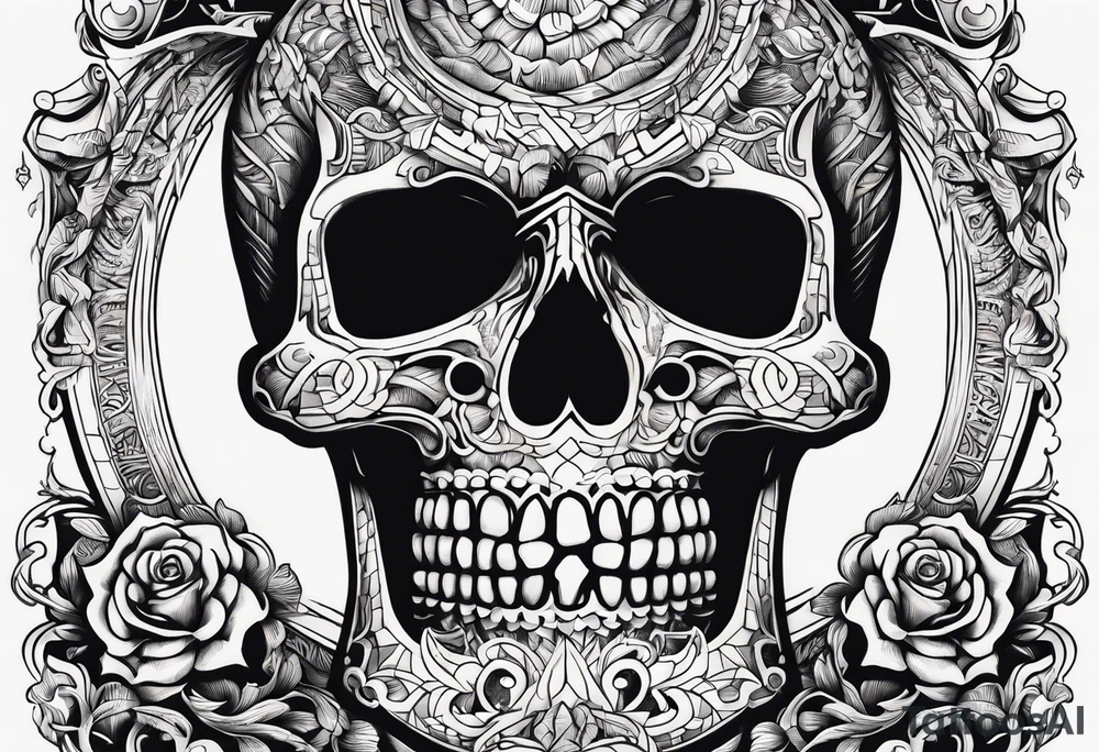 Skeleton hand with words engraved tattoo idea