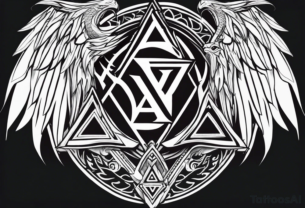 Valhalla sword shield dragon axe Valknut tribal tattoo idea Valhalla sword shield dragon axe Valknut tribal tattoo idea