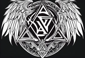 Valhalla sword shield dragon axe Valknut  tribal tattoo idea