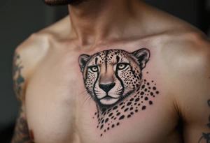 realistic cheetah on the side chest tattoo idea