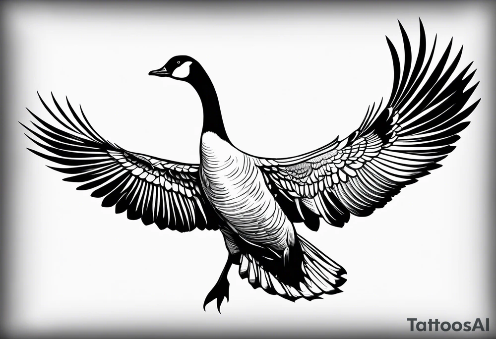 canadian goose stretching her wings tattoo idea