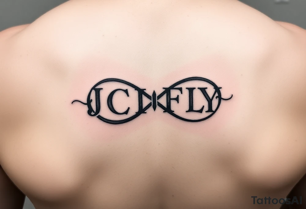 A small tattoo to go on my inner forearm with the letters JCIFLY in an infinity symbol shape more enclosed and smaller tattoo idea