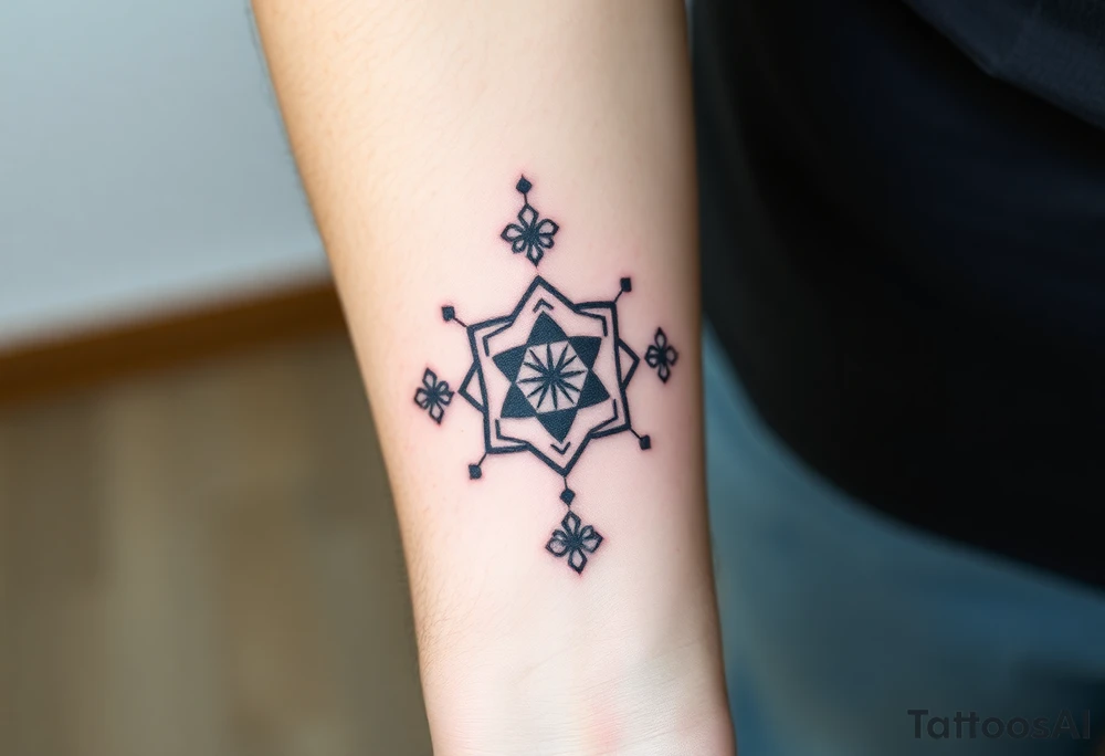 Good karma symbols inside honey combs repeated tattoo idea