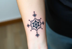 Good karma symbols inside honey combs repeated tattoo idea