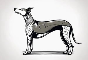 Punk greyhound standing on hind legs wearing leather jacket tattoo idea