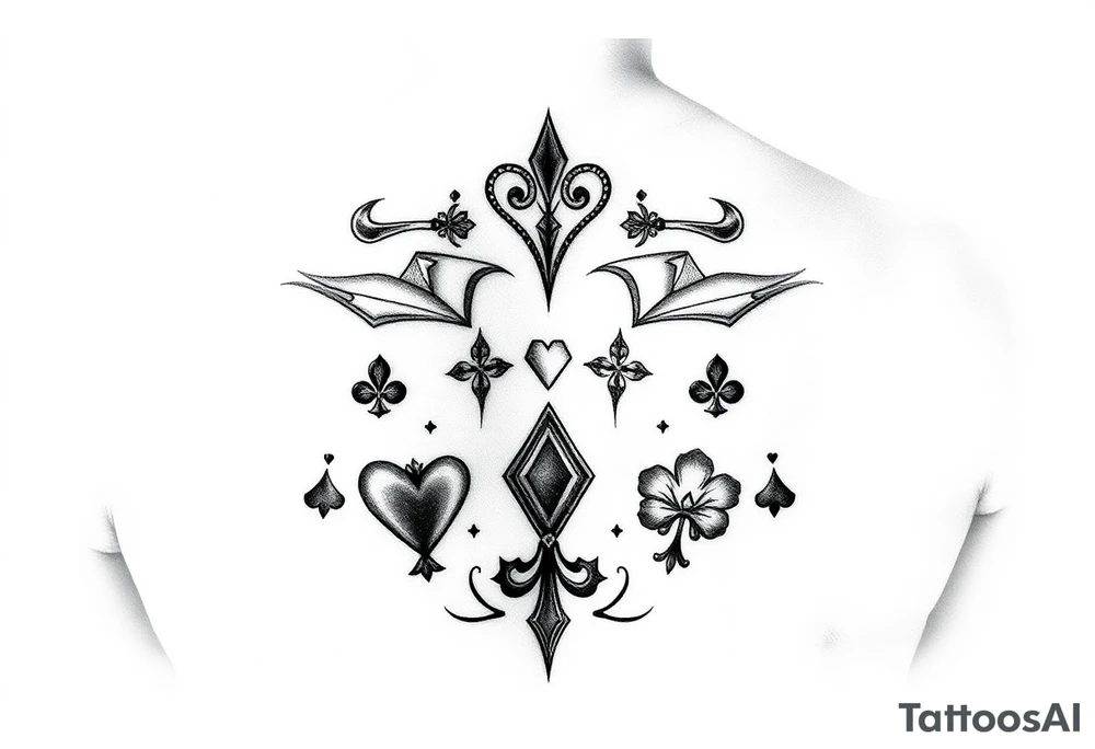 I want Hearts, Diamonds, Clubs, and Spades designs
 as a tattoo on the back of my forearm tattoo idea