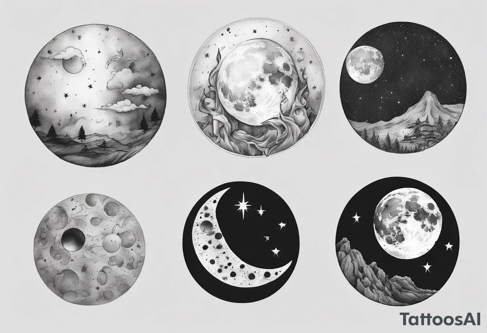 Realistic moon tattoo idea