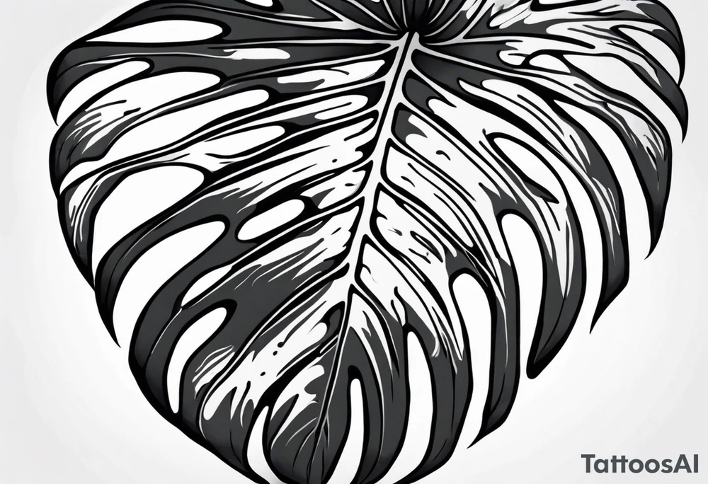 Monstera Avec dégradé de gris tattoo idea