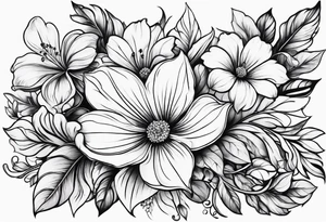 Curved floral leaves tattoo idea