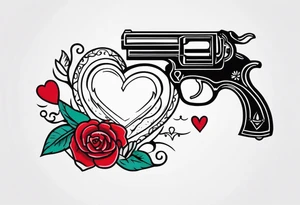 Mexican style tattoo, La pistola y corazón tattoo idea