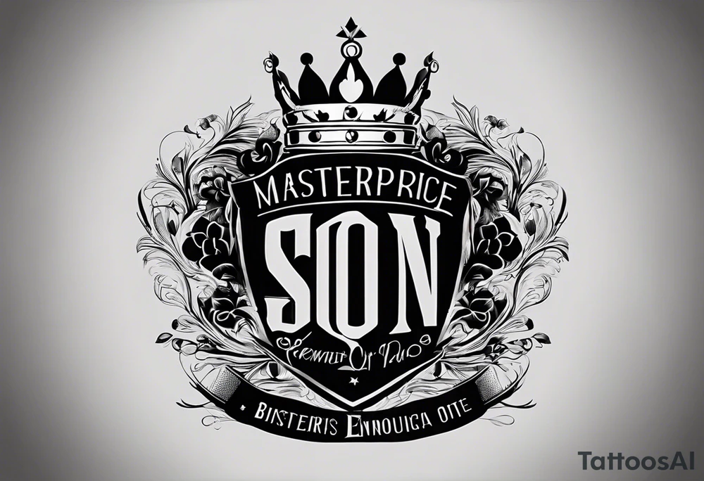 Whenever you're 
       feeling down or
 not enough, straighten 
           that crown
and remember who's
          son you are!
in the font Special Elite 
with the birthdate 06.20.1978 on the top and 
death date 01.03.2024 on the bottom tattoo idea