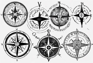 compass with viking runes tattoo idea