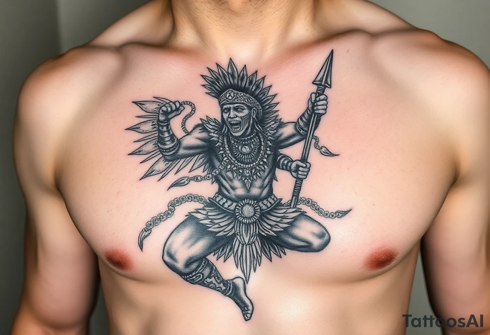 Mayan warrior battling darkness tattoo idea