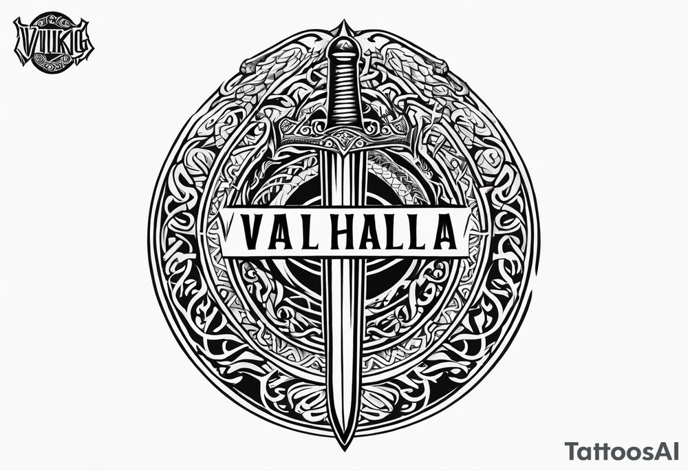 Viking sword Valhalla dragon shield tattoo idea