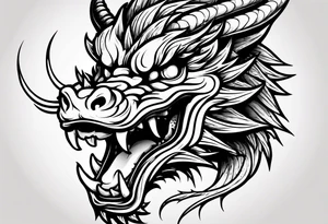 Animal head of a chinese dragon who is angry tattoo idea
