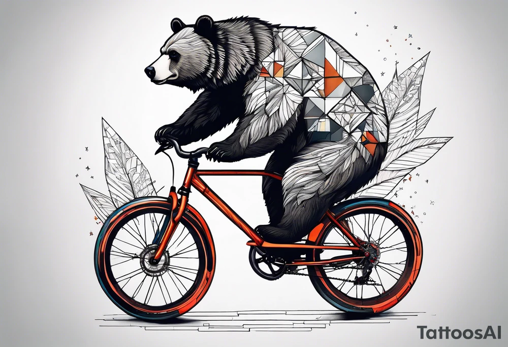 bear riding a bicycle tattoo idea