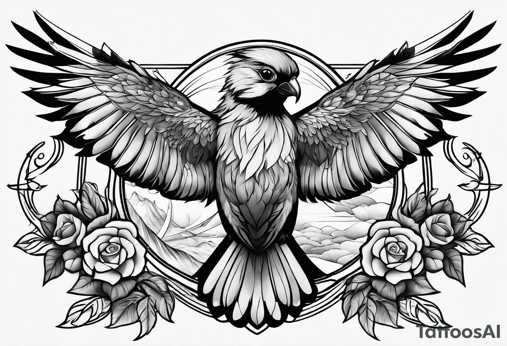 Bird resting on a cross tattoo idea