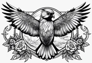 Bird resting on a cross tattoo idea