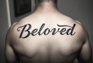 make me an image the word “Beloved” in various cursive fonts tattoo idea