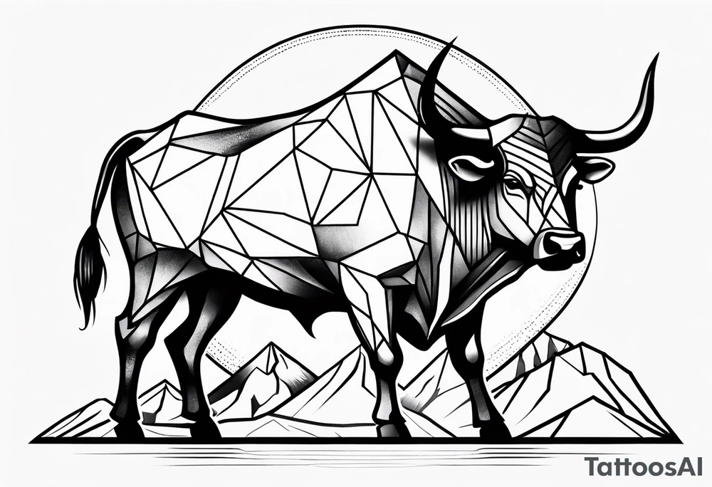 mountain, cycle, bull tattoo idea