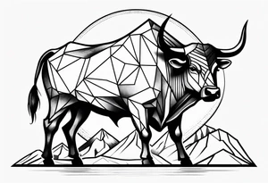 mountain, cycle, bull tattoo idea