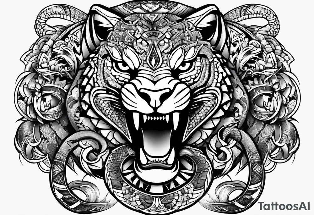aztec snake sleeve tattoo idea