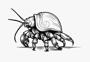 Line work cute hermit crab tattoo idea