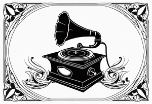 gramophone old with music tattoo idea