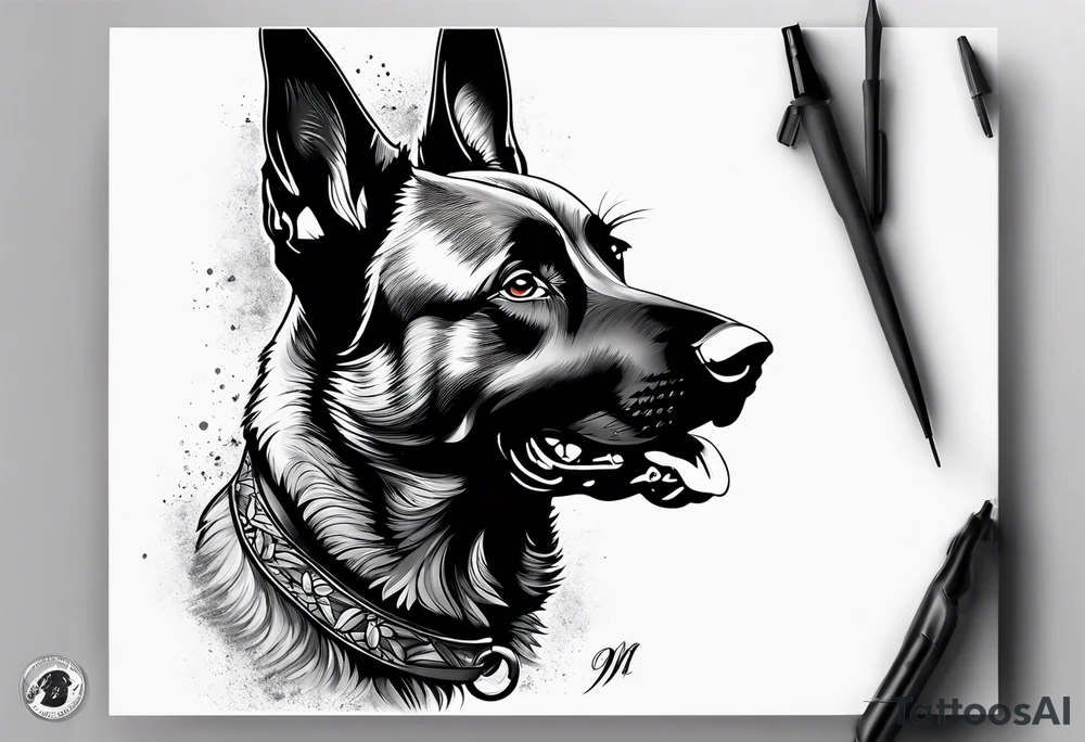 Belgian Malinois dog tattoo idea