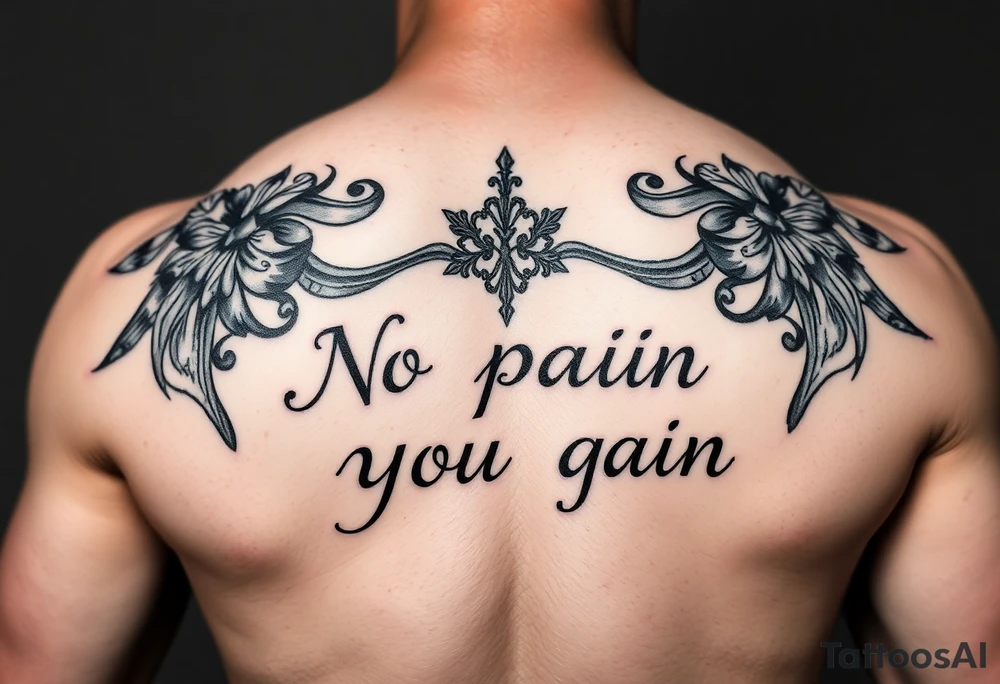 Create a tatto symbolising bjj with the quote no pain no gain tattoo idea