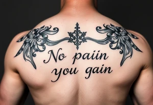 Create a tatto symbolising bjj with the quote no pain no gain tattoo idea