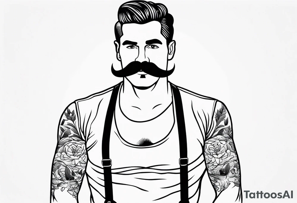 traditional tattoo of man with mustash tattoo idea