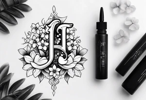 Small tattoo with Four small flowers with initials J, F, K, & L in them tattoo idea