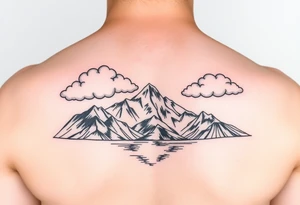 Clouds with mountains and water in Colorado tattoo idea