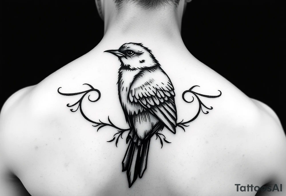 Red bird girly small tattoo idea