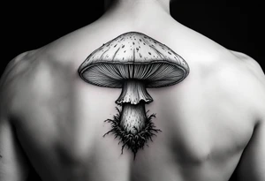 Anaglyph 3D drawing of a mushroom tattoo idea