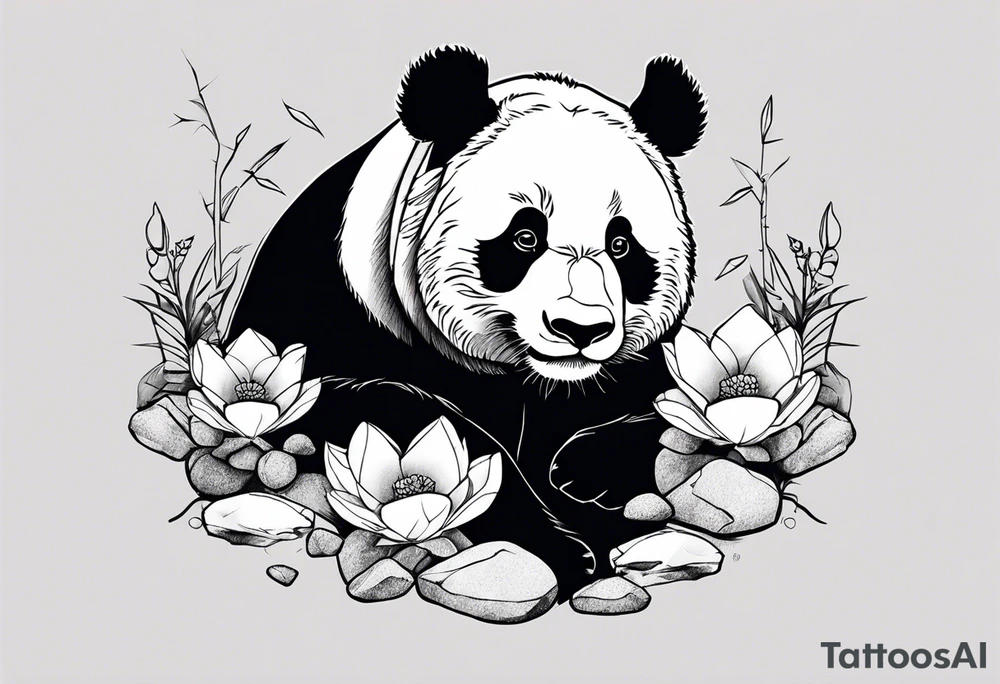 panda and rocks tattoo idea