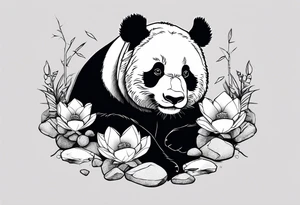 panda and rocks tattoo idea