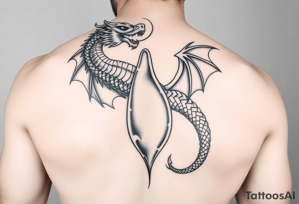 the canvas is a mans large erect penis , it has a dragon that wraps around it tattoo idea