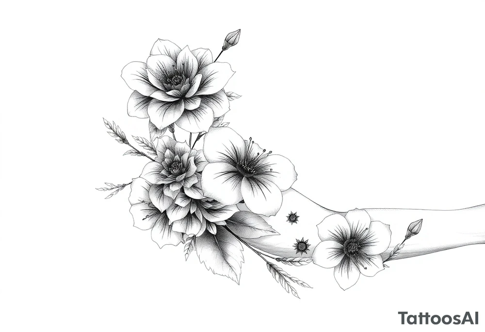 Flowers contrasting tough and feminine tattoo idea