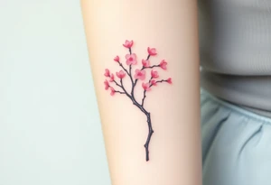 A delicate cherry tree with soft pink petals, representing beauty, life, and fleeting yet precious family moments tattoo idea