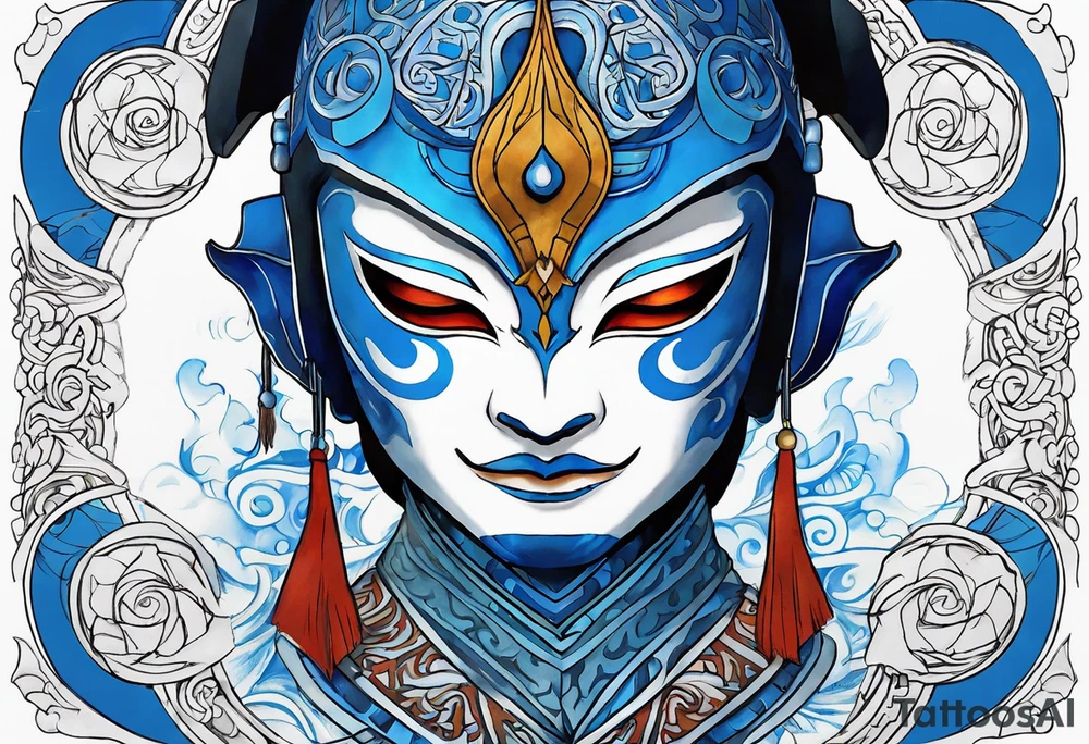 the Blue Spirit Mask from Avatar the Last Air Bender worn by Zuko tattoo idea