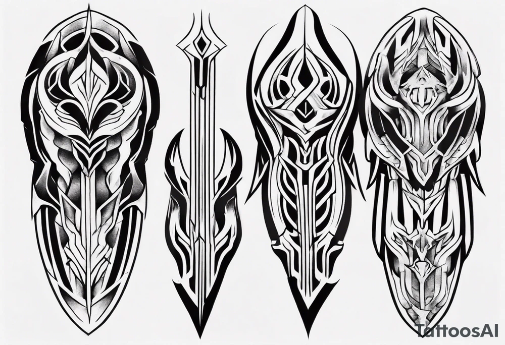 Leg armor symmetrical tattoo idea