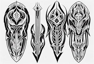 Leg armor symmetrical tattoo idea