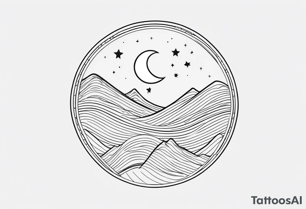 Moon sun line minimalistic tattoo idea