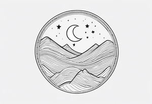 Moon sun line minimalistic tattoo idea