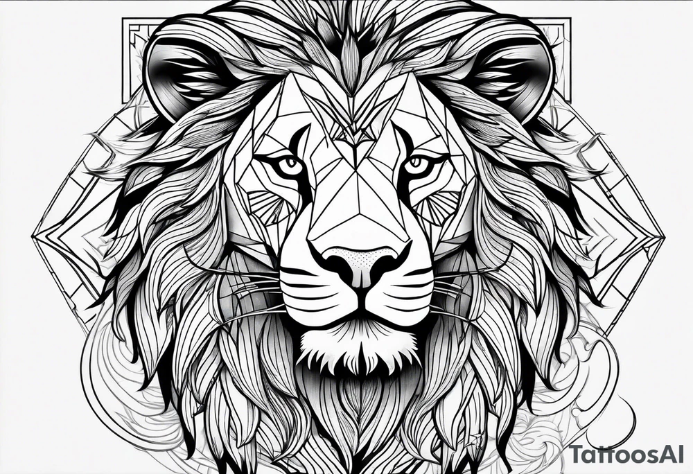 geometric lion tattoo tattoo idea